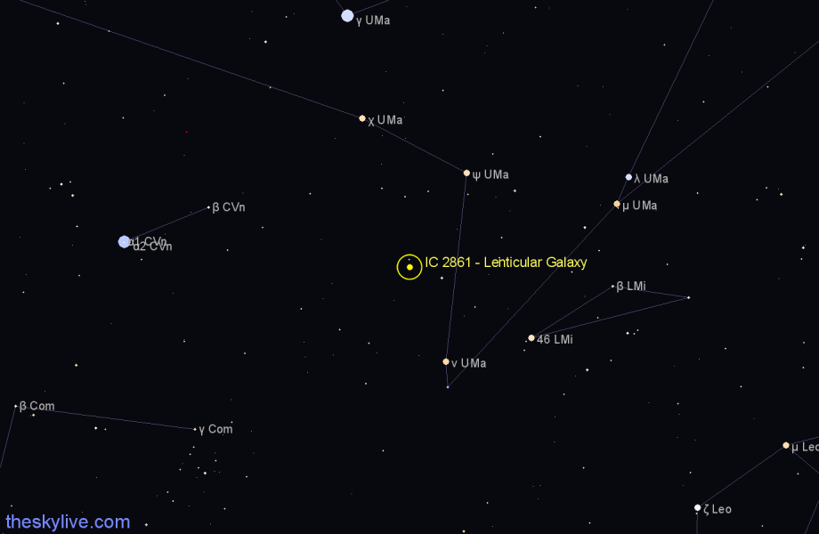 Finder chart IC 2861 - Lenticular Galaxy in Ursa Major star