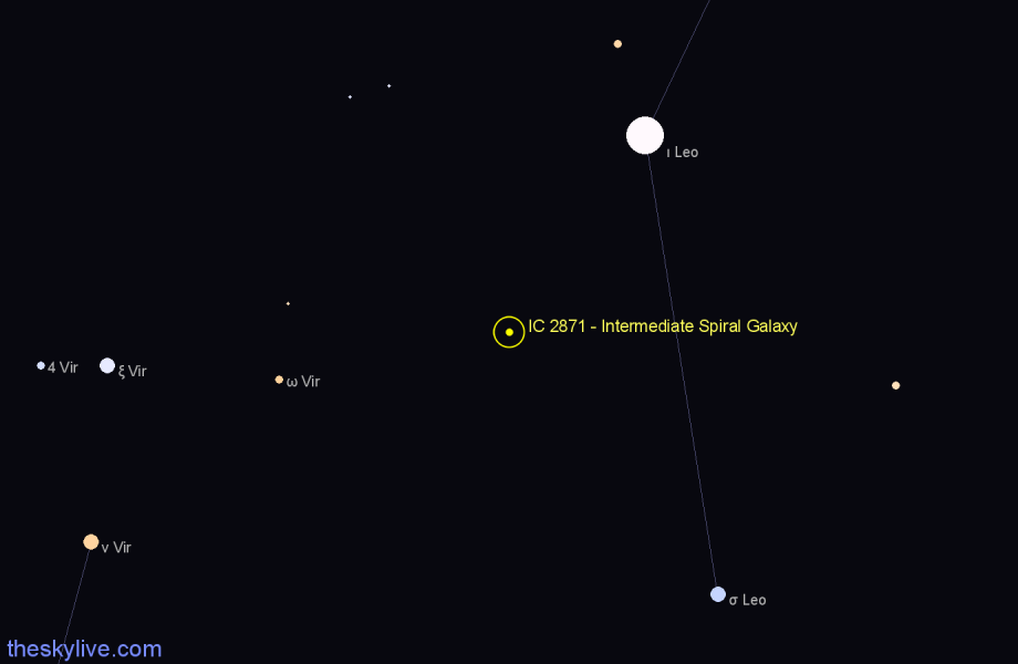 Finder chart IC 2871 - Intermediate Spiral Galaxy in Leo star