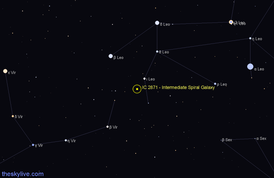 Finder chart IC 2871 - Intermediate Spiral Galaxy in Leo star