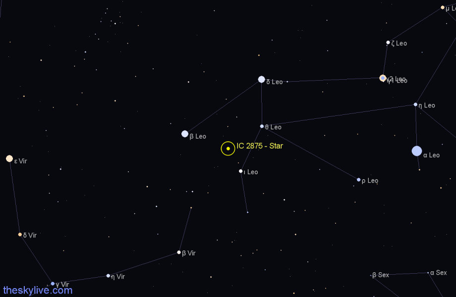 Finder chart IC 2875 - Star in Leo star