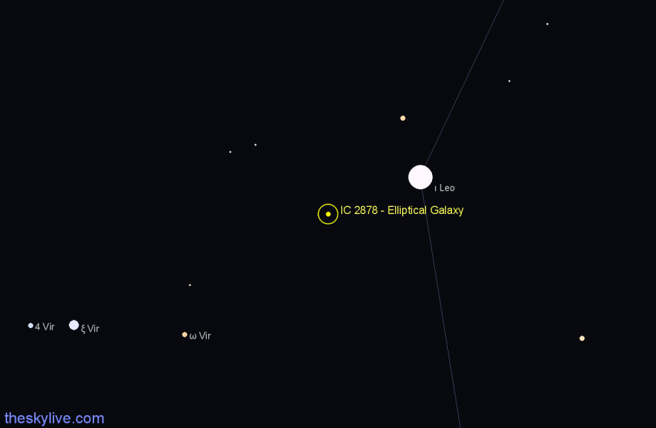 Finder chart IC 2878 - Elliptical Galaxy in Leo star