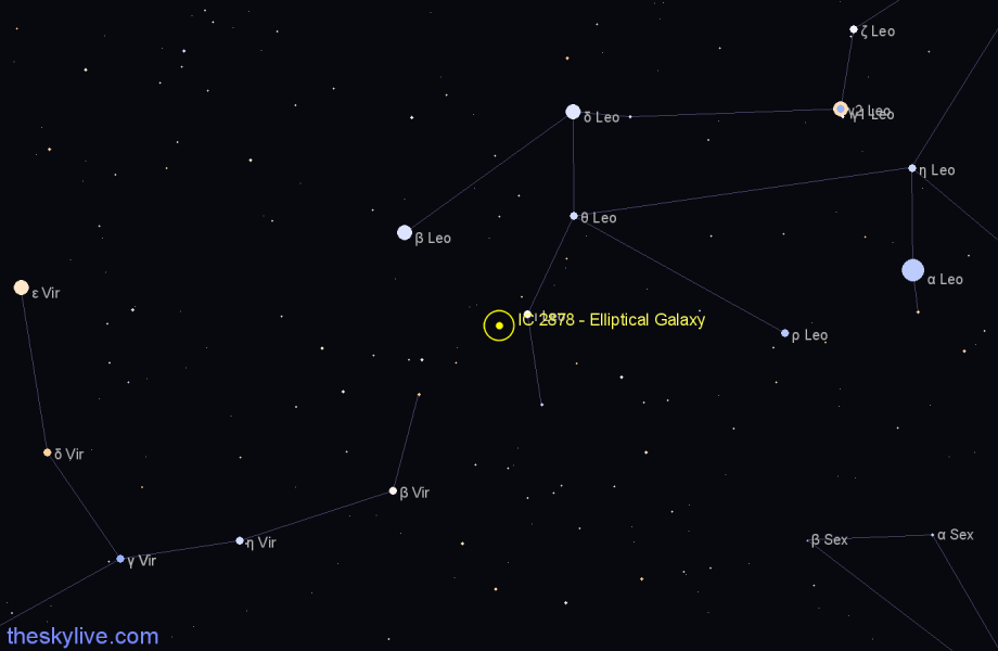 Finder chart IC 2878 - Elliptical Galaxy in Leo star