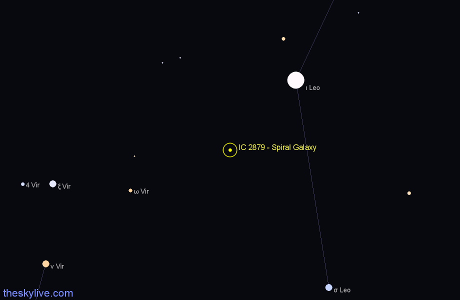 Finder chart IC 2879 - Spiral Galaxy in Leo star