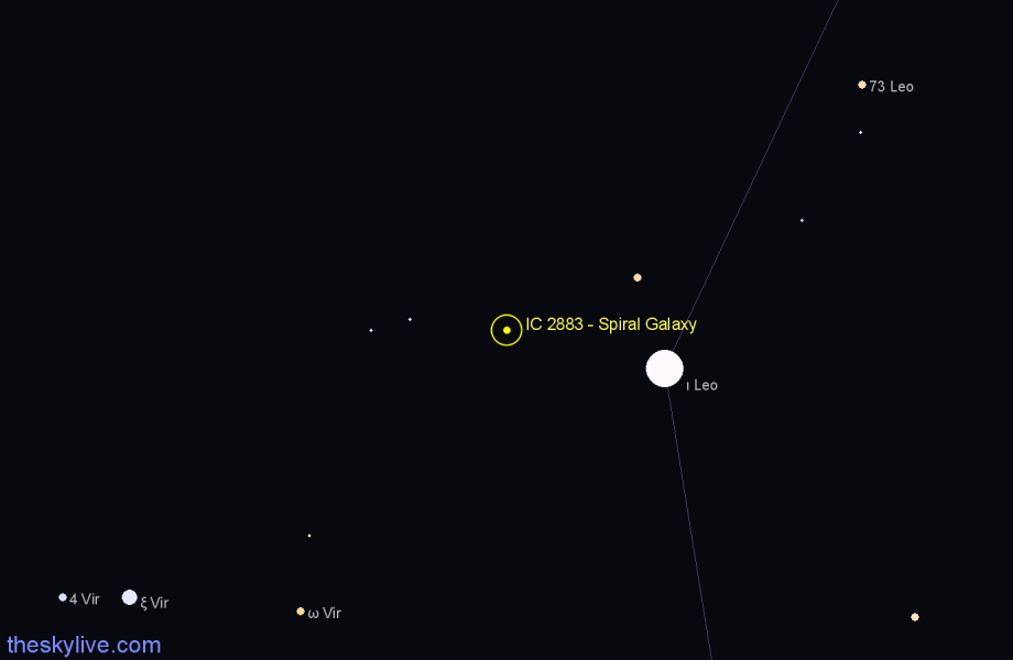 Finder chart IC 2883 - Spiral Galaxy in Leo star