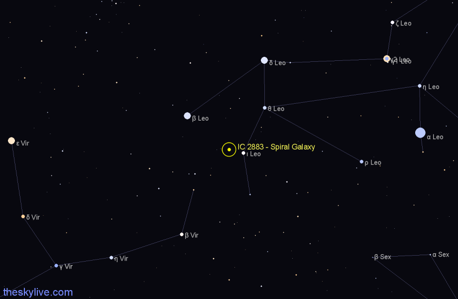 Finder chart IC 2883 - Spiral Galaxy in Leo star