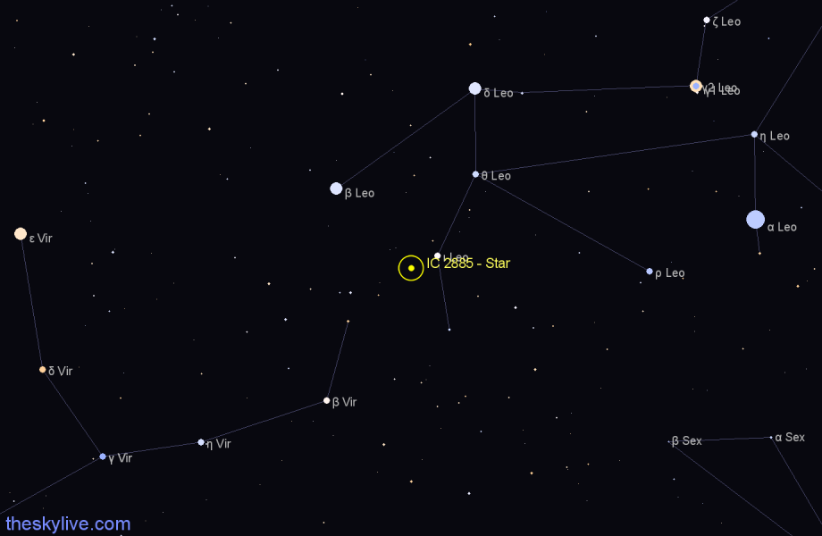 Finder chart IC 2885 - Star in Leo star