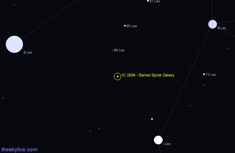 Finder chart IC 2894 - Barred Spiral Galaxy in Leo star