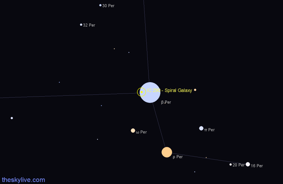 Finder chart IC 290 - Spiral Galaxy in Perseus star