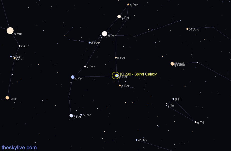 Finder chart IC 290 - Spiral Galaxy in Perseus star