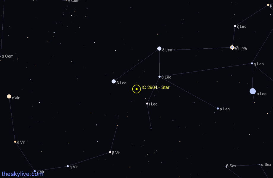 Finder chart IC 2904 - Star in Leo star