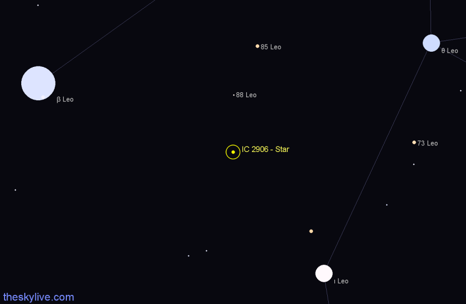 Finder chart IC 2906 - Star in Leo star