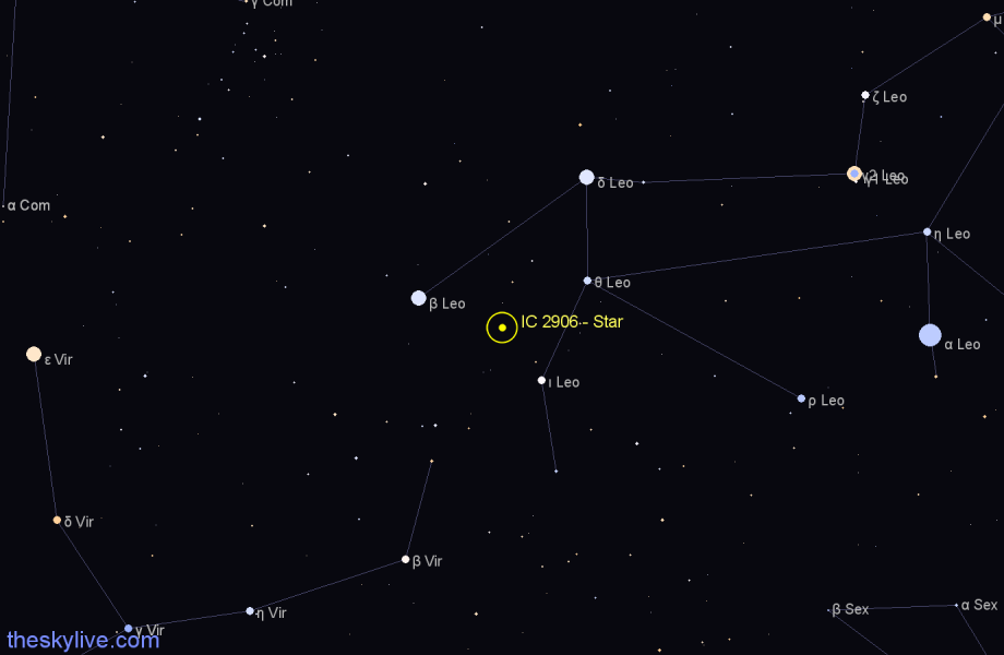 Finder chart IC 2906 - Star in Leo star