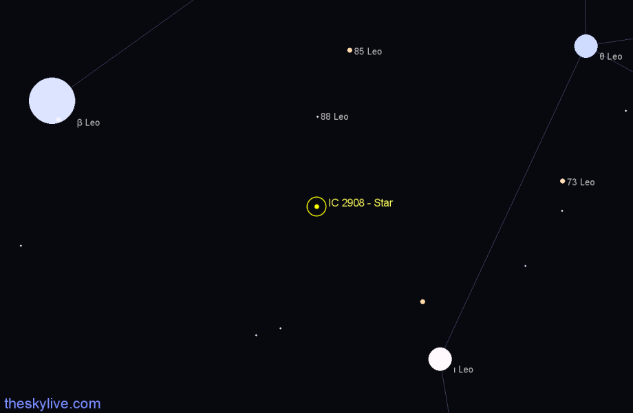 Finder chart IC 2908 - Star in Leo star