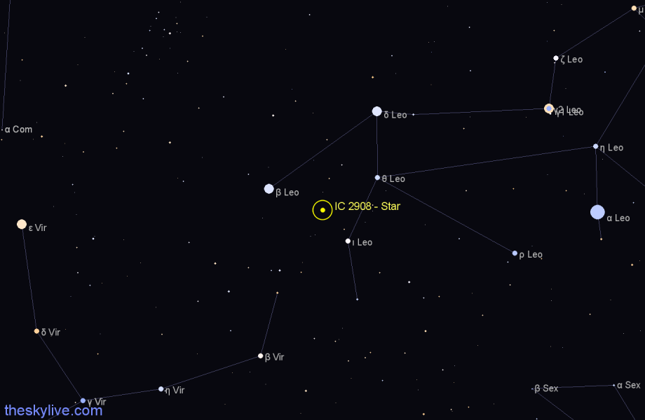 Finder chart IC 2908 - Star in Leo star