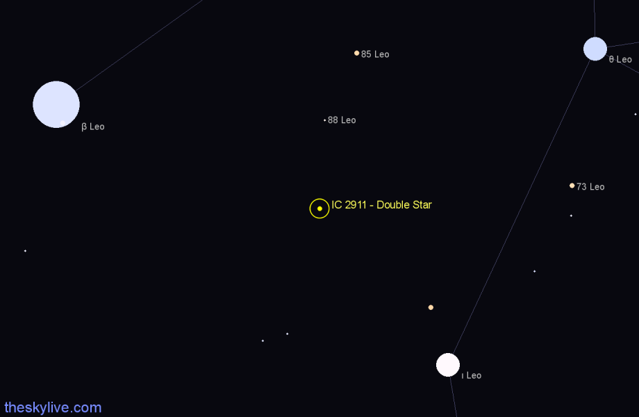 Finder chart IC 2911 - Double Star in Leo star