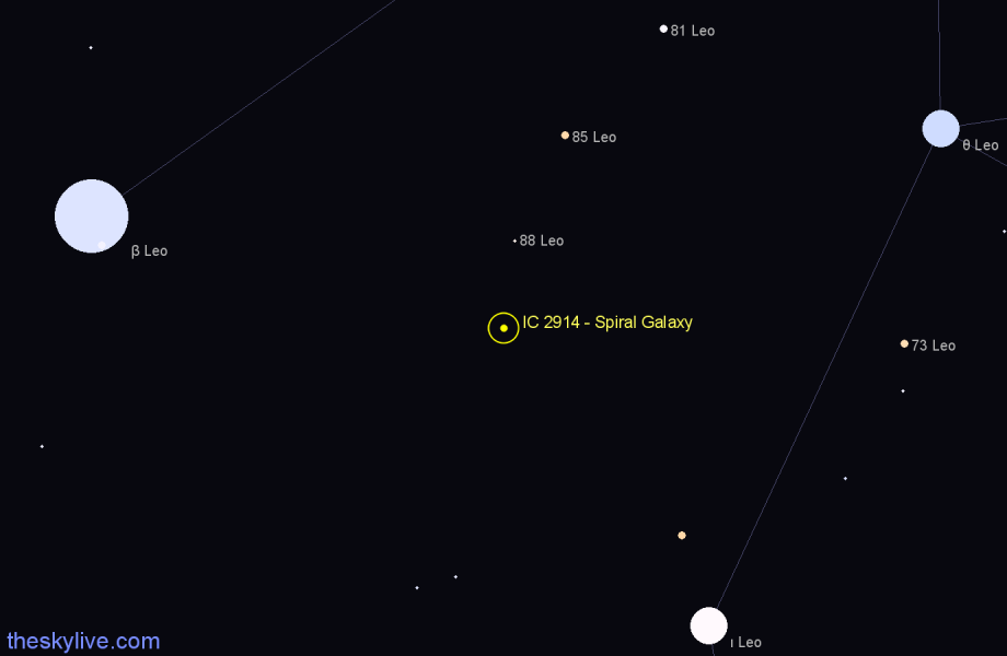 Finder chart IC 2914 - Spiral Galaxy in Leo star