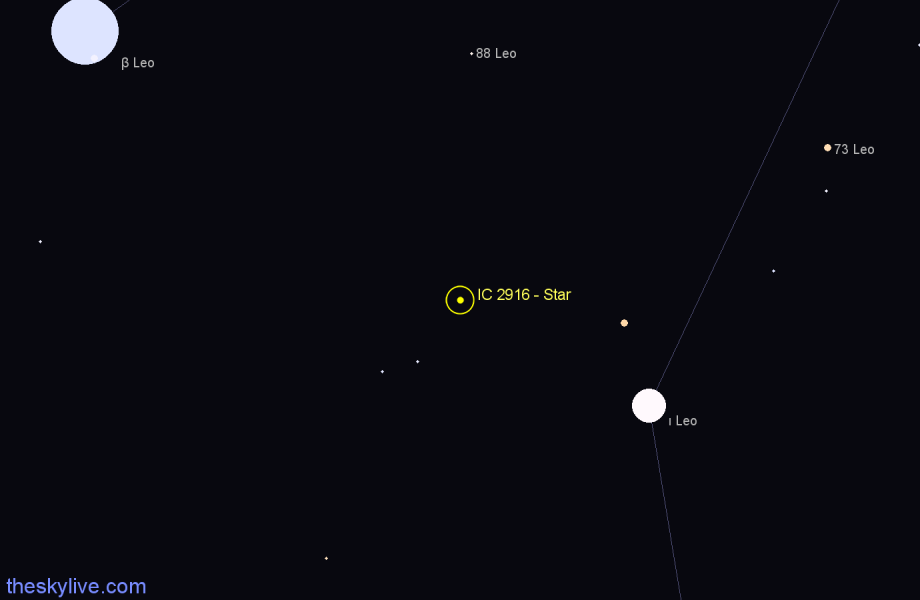 Finder chart IC 2916 - Star in Leo star