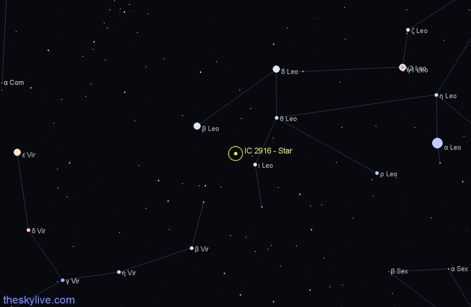 Finder chart IC 2916 - Star in Leo star