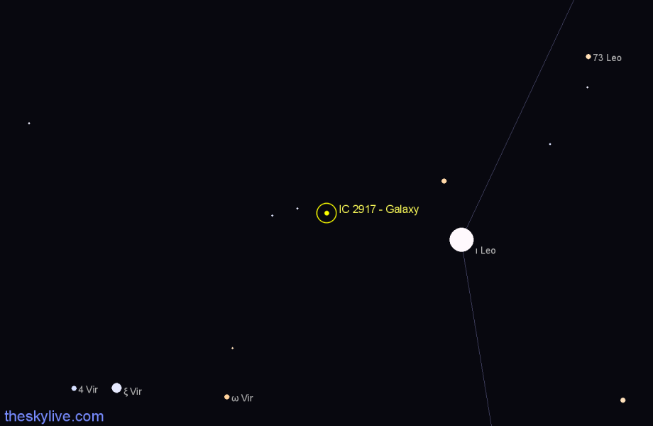 Finder chart IC 2917 - Galaxy in Leo star