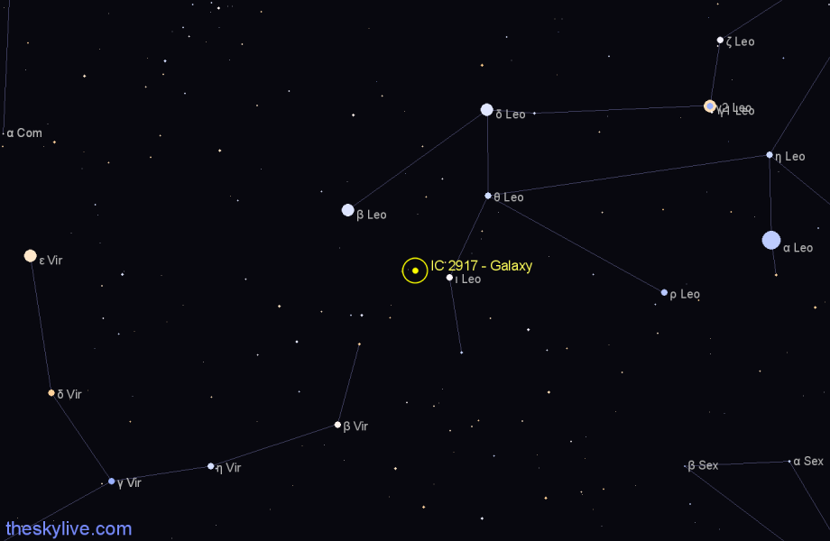 Finder chart IC 2917 - Galaxy in Leo star