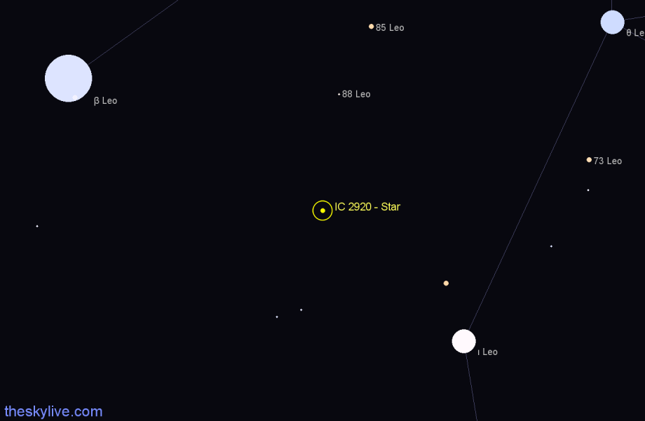 Finder chart IC 2920 - Star in Leo star