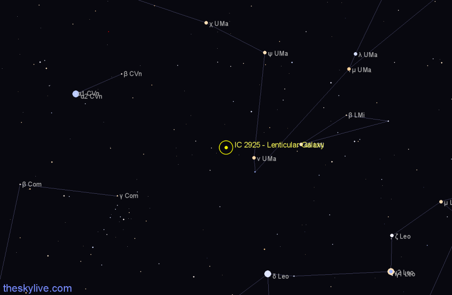 Finder chart IC 2925 - Lenticular Galaxy in Ursa Major star