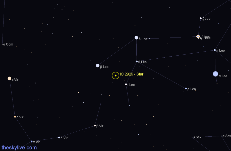 Finder chart IC 2926 - Star in Leo star