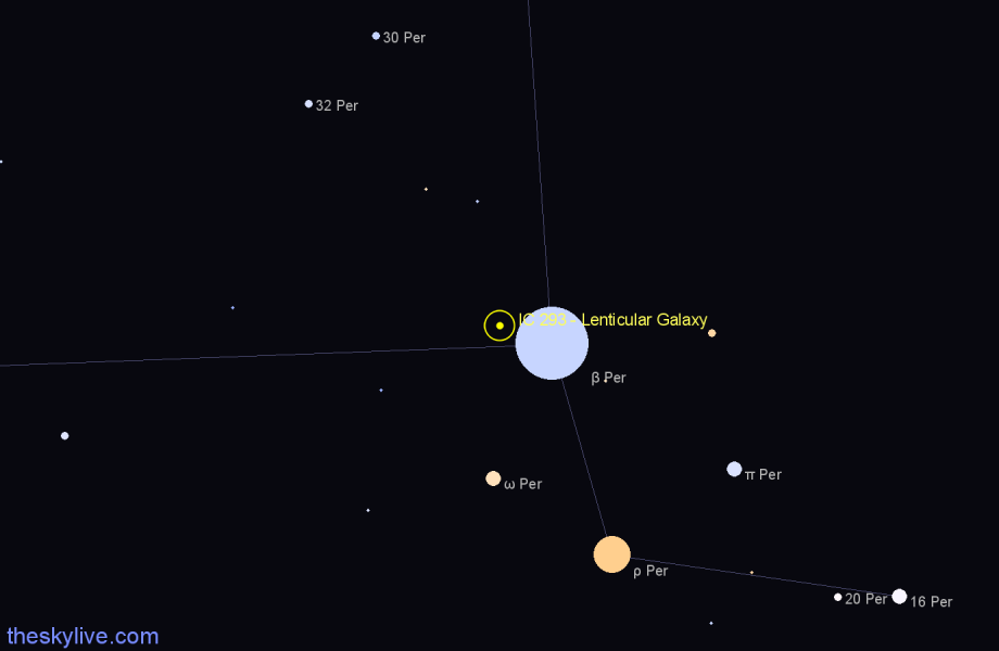 Finder chart IC 293 - Lenticular Galaxy in Perseus star