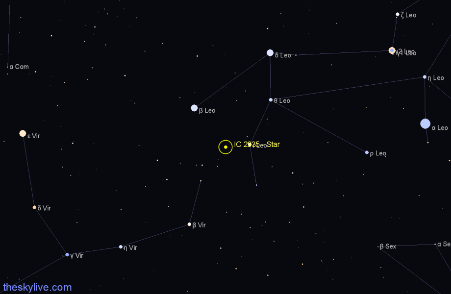 Finder chart IC 2935 - Star in Leo star