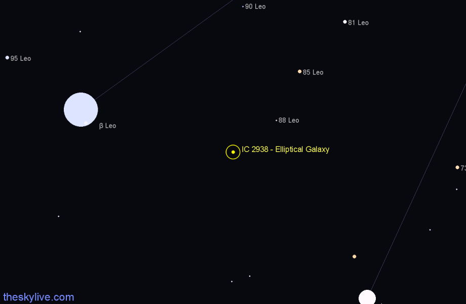 Finder chart IC 2938 - Elliptical Galaxy in Leo star