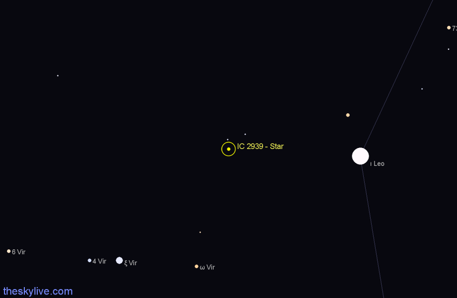 Finder chart IC 2939 - Star in Leo star