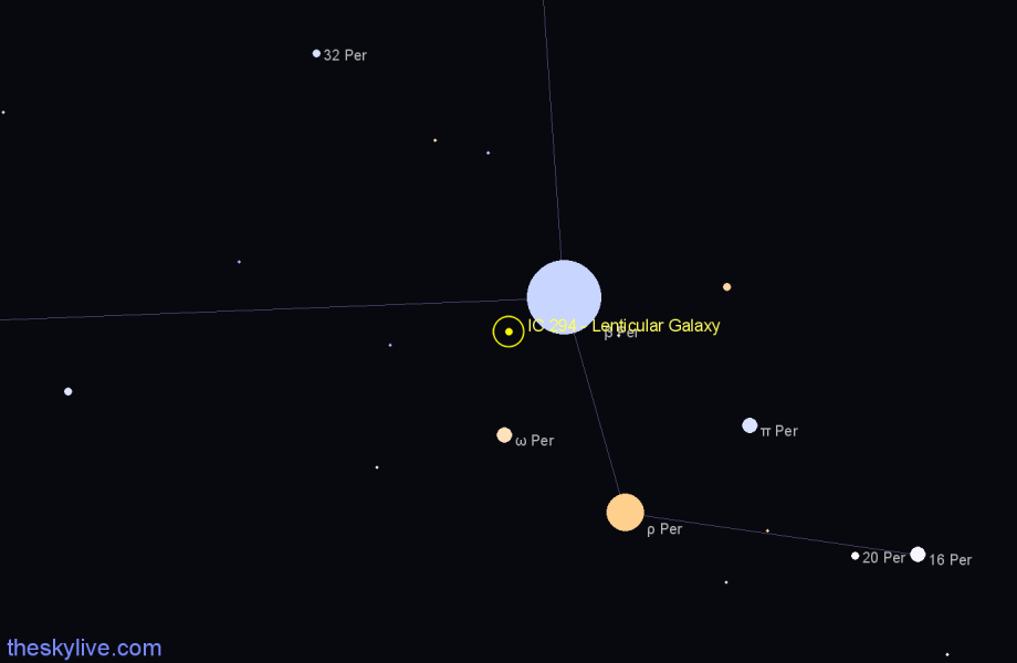 Finder chart IC 294 - Lenticular Galaxy in Perseus star