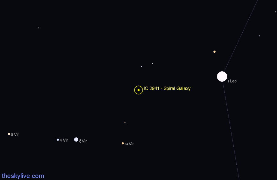 Finder chart IC 2941 - Spiral Galaxy in Leo star