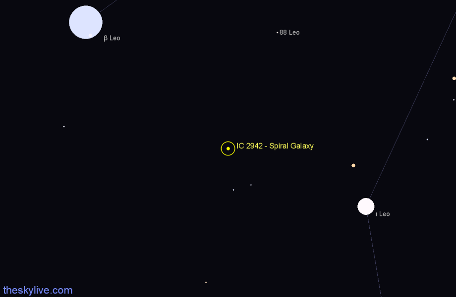 Finder chart IC 2942 - Spiral Galaxy in Leo star