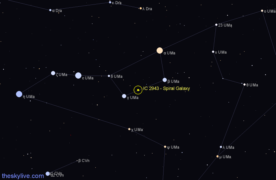 Finder chart IC 2943 - Spiral Galaxy in Ursa Major star