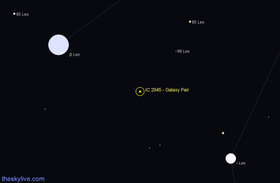 Finder chart IC 2945 - Galaxy Pair in Leo star