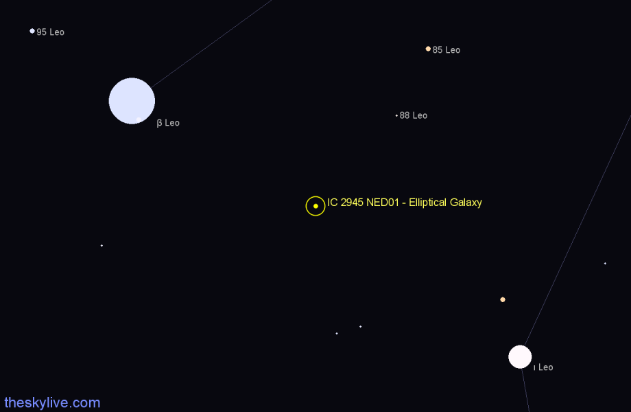 Finder chart IC 2945 NED01 - Elliptical Galaxy in Leo star