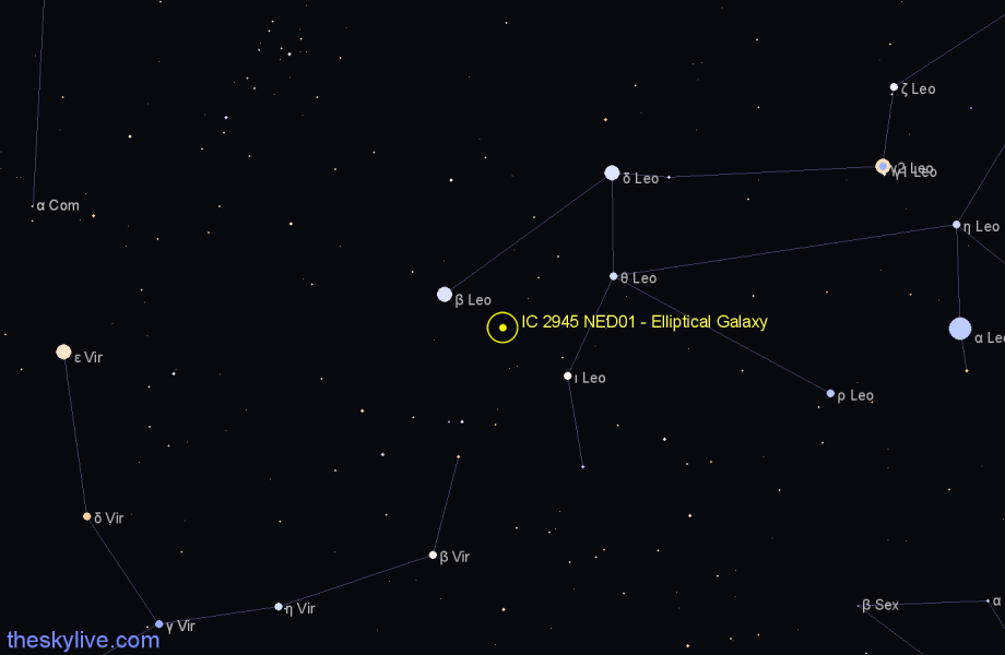 Finder chart IC 2945 NED01 - Elliptical Galaxy in Leo star