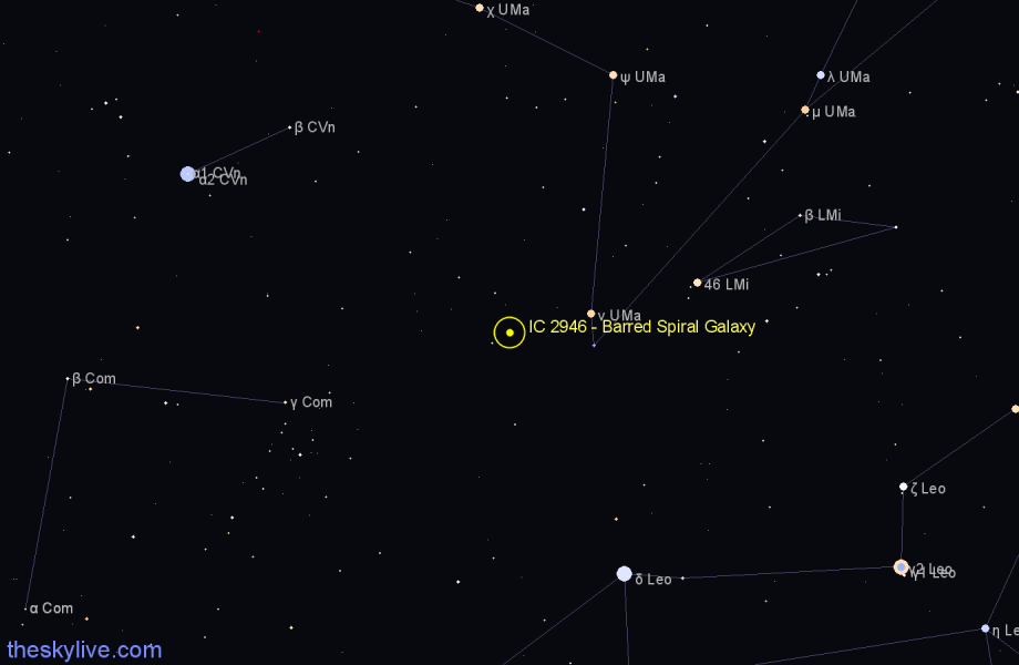 Finder chart IC 2946 - Barred Spiral Galaxy in Ursa Major star