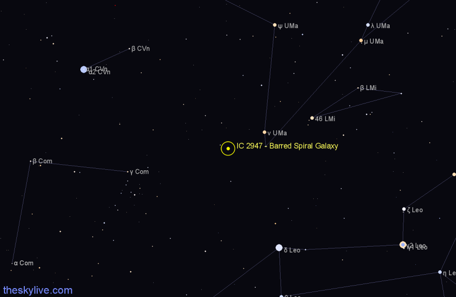 Finder chart IC 2947 - Barred Spiral Galaxy in Ursa Major star