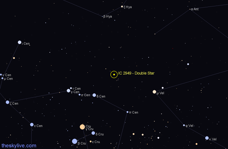 Finder chart IC 2949 - Double Star in Centaurus star