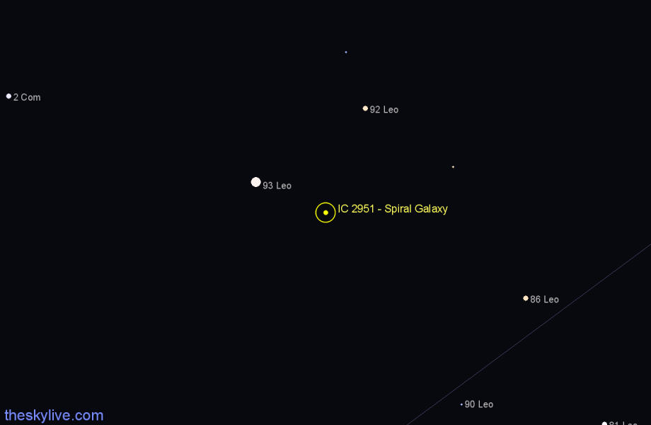 Finder chart IC 2951 - Spiral Galaxy in Leo star