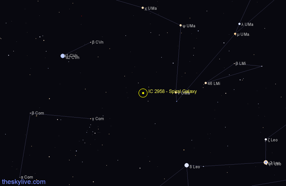 Finder chart IC 2958 - Spiral Galaxy in Ursa Major star