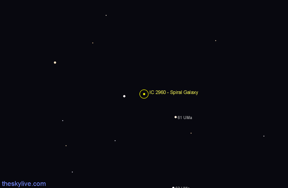 Finder chart IC 2960 - Spiral Galaxy in Ursa Major star