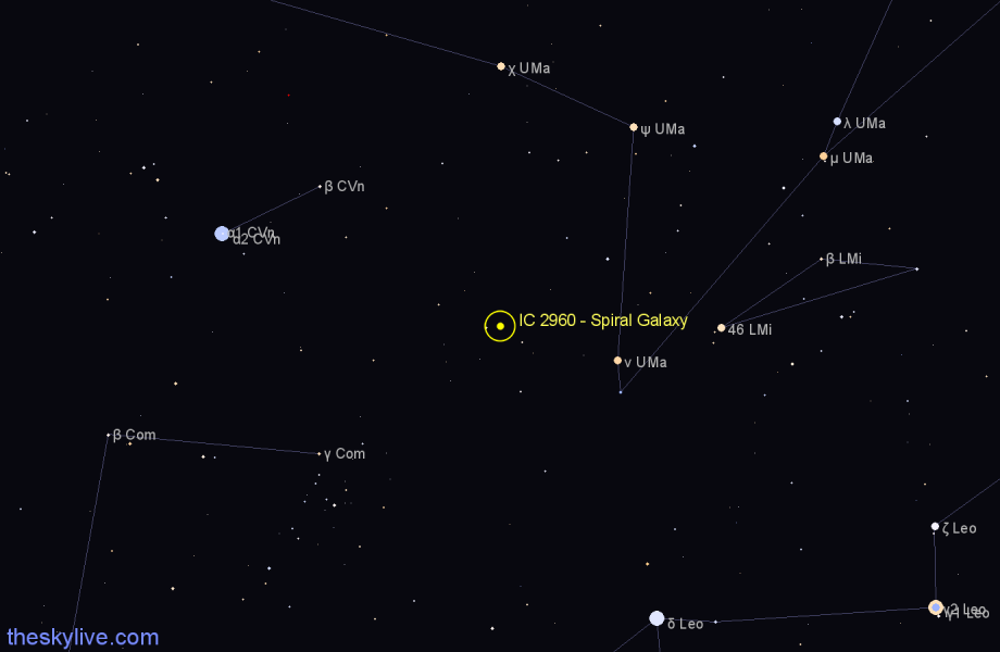 Finder chart IC 2960 - Spiral Galaxy in Ursa Major star