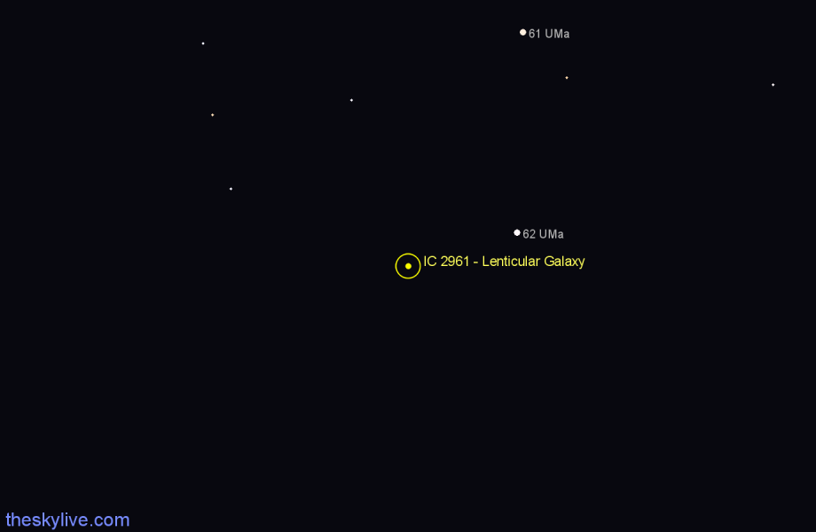 Finder chart IC 2961 - Lenticular Galaxy in Ursa Major star