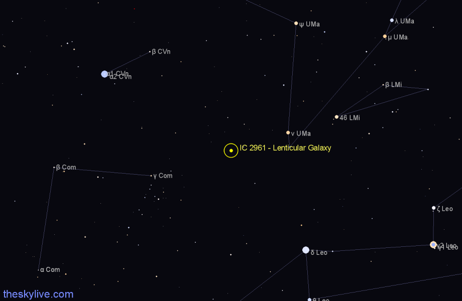 Finder chart IC 2961 - Lenticular Galaxy in Ursa Major star