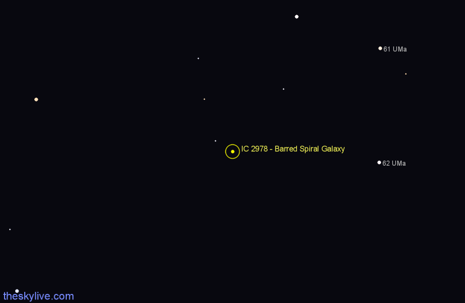 Finder chart IC 2978 - Barred Spiral Galaxy in Ursa Major star