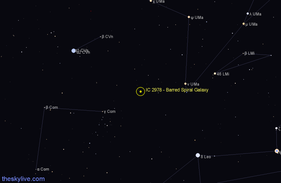 Finder chart IC 2978 - Barred Spiral Galaxy in Ursa Major star