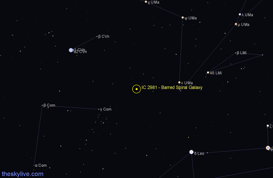 Finder chart IC 2981 - Barred Spiral Galaxy in Ursa Major star